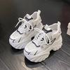 10CM Women Chunky Shoes 2025 Spring Thick Sole Ladies Stylish High Platform Sports Sneakers Outdoor Leisure Leather Dad Shoes