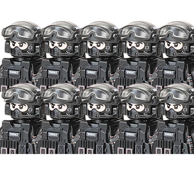 Городская полиция Китай Спецназ Конструктор Штурмовой солдат Фигурки SWAT Маска газовой защиты Военное оружие Кирпичики Игрушки Дети