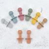 2pcs/set Food Grade Silicone Mini Fork Spoon For Baby Animal Print Utensils Set Feeding Spoon Learn To Eat Children's Tableware