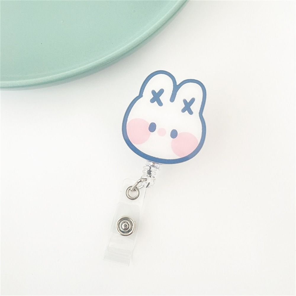 Name Tag Cartoon Rabbit Bear Chest Card Students ID Card Clips Name Card Holder Retractable Badge Reel Nurse Badge Holder
