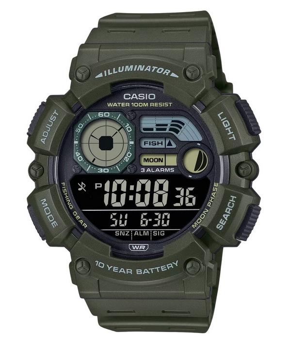 Casio Цифровые кварцевые часы с полимерным ремешком WS-1500H-3BV 100M Мужские часы