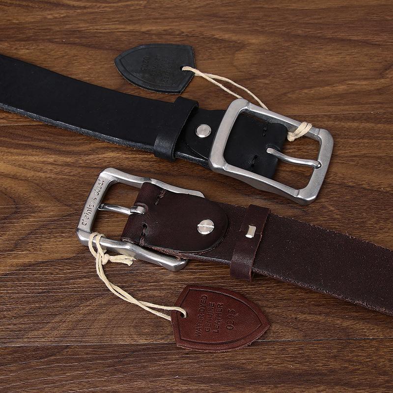 Утолщенный Водостойкий Матовый Кожаный Ремень из Коровьей Кожи Нержавеющая Сталь Мужской Натуральная Кожа Универсальный Ретро Повседневный Джинсовый Ремень Мужской