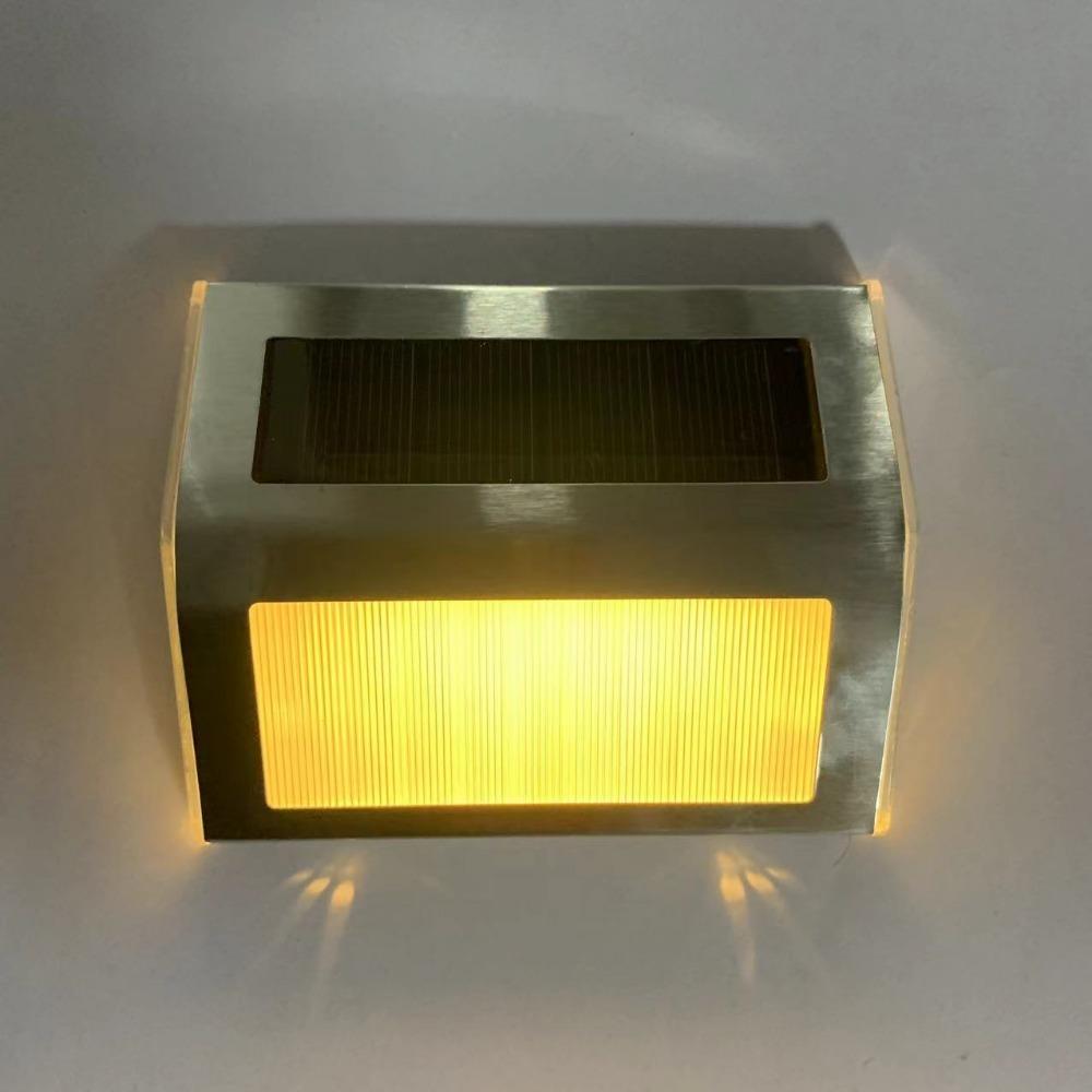 Stainless Steel 3LED Step Light Waterproof Easy Installation Solar Fence Lights Warm Light Deck Lights