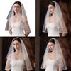 White Wedding Veil with Hair Comb Double Layer Bridal Veil Wedding Headpiece for Bride Short Veil for Engagement Event