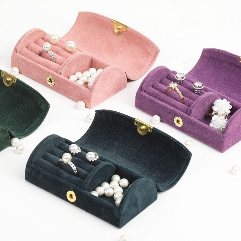 Solid Color Jewelry Display Tray Velvet Women Jewelry Box Finger Ring Box Portable Earring Box