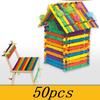 50pcs Kindergarten Puzzle Manual DIY Materials Children's Creative Toys Color Wooden(color Random)