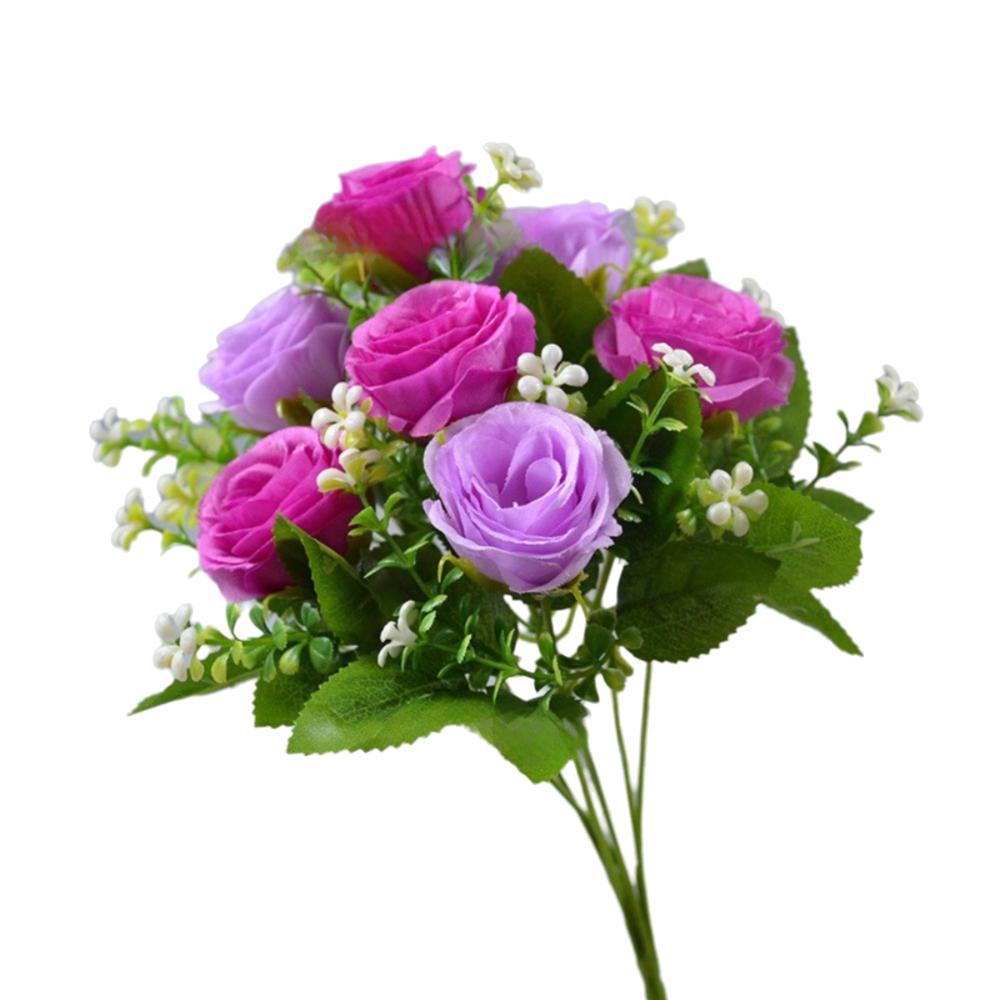 30CM Silk Rose Bouquet 7 Heads Fake Rose Flower Realistic Artificial Flowers Wedding Home Decor