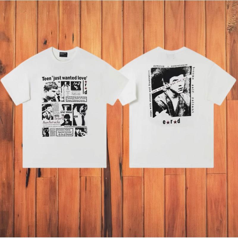 ERD Vintage Loose Fit Short Sleeve T-Shirt Men Women Couple Streetwear