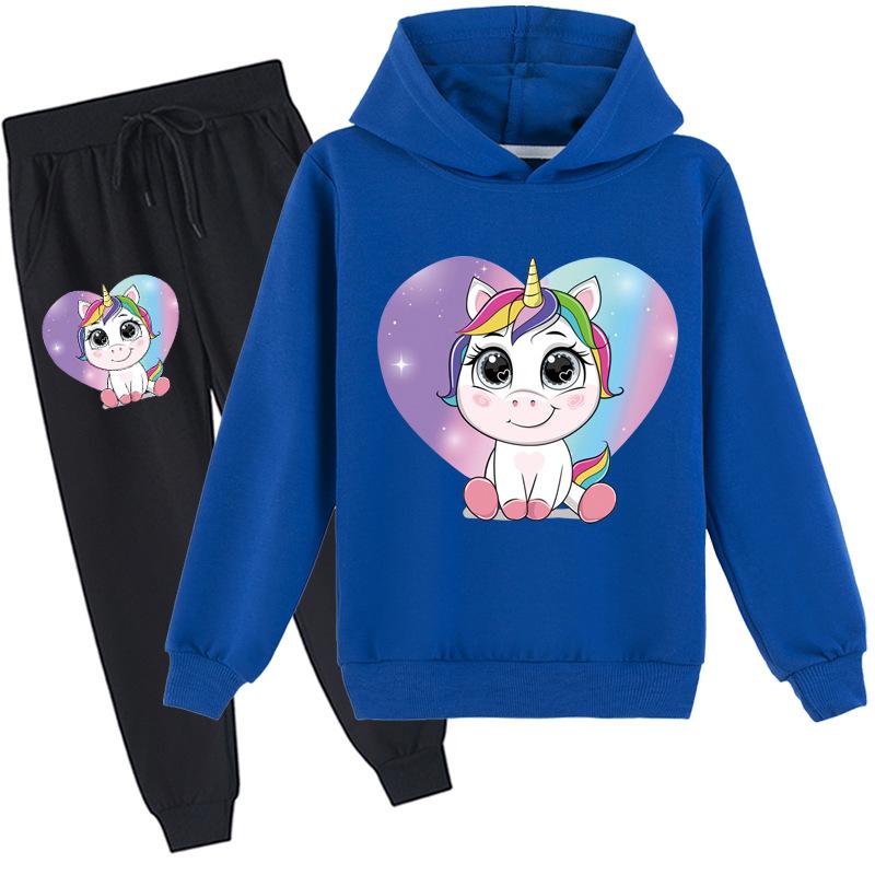 Fashion Unicorn Kids Clothes Sets Hoodie + Pants Two Piece Set Hooded Sweatshirts Suits for Boys and Girls