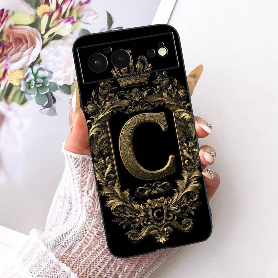 For Google Pixel 6 Case Silicone Luxury Crown A-Z Letters 2D Painted Soft Casing For Google Pixel6 G9S9B GB7N6 G9S9B16 GR1YH