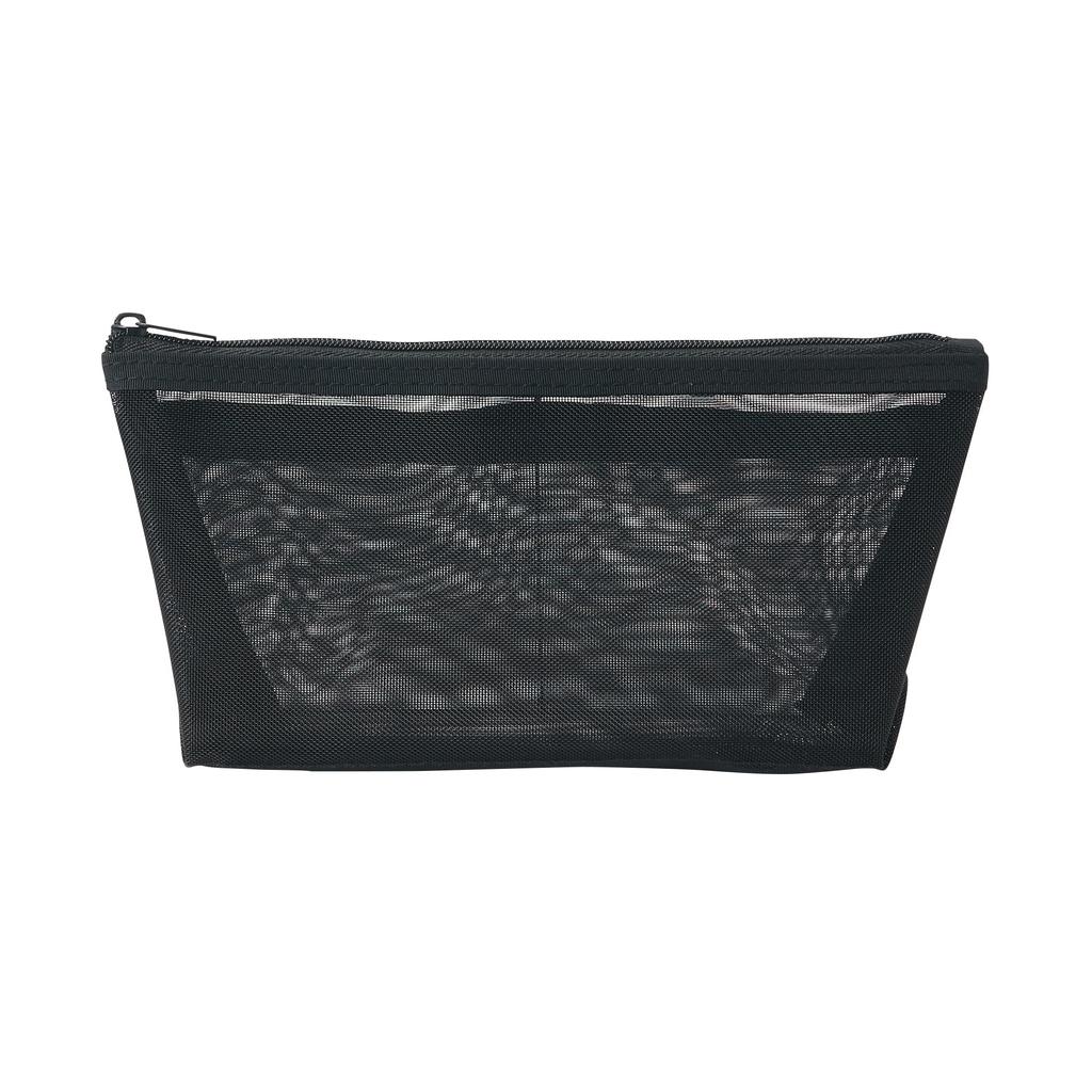 MUJI Nylon Mesh Pencil Case with Width 17 X Height 10 X Gusset 5 Cm NDE06A1S Gusset, Black, Approx.