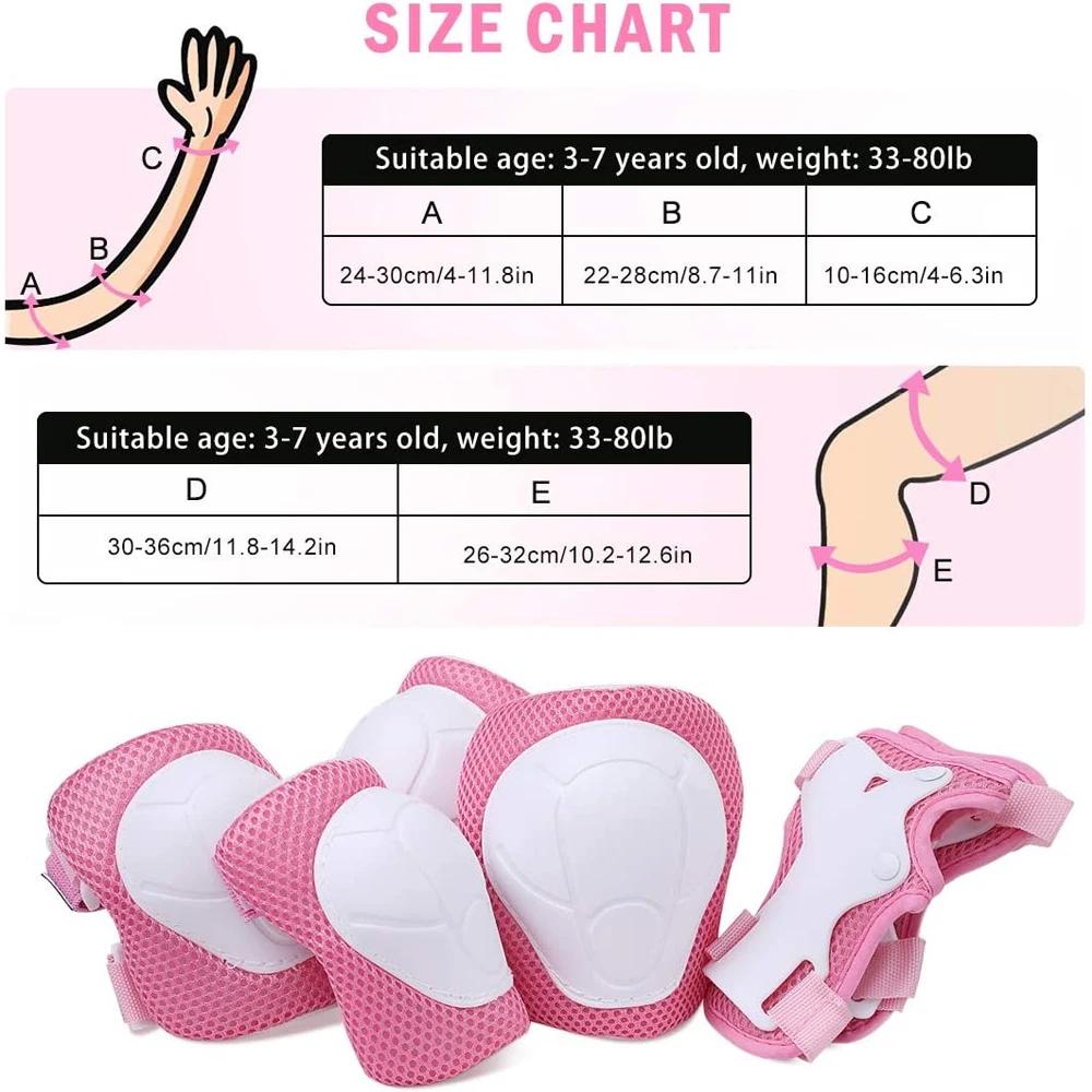 Детское защитное снаряжение, наколенники и налокотники 6 в 1, комплект с защитой запястий и регулируемым ремнем для катания на велосипеде, самокате