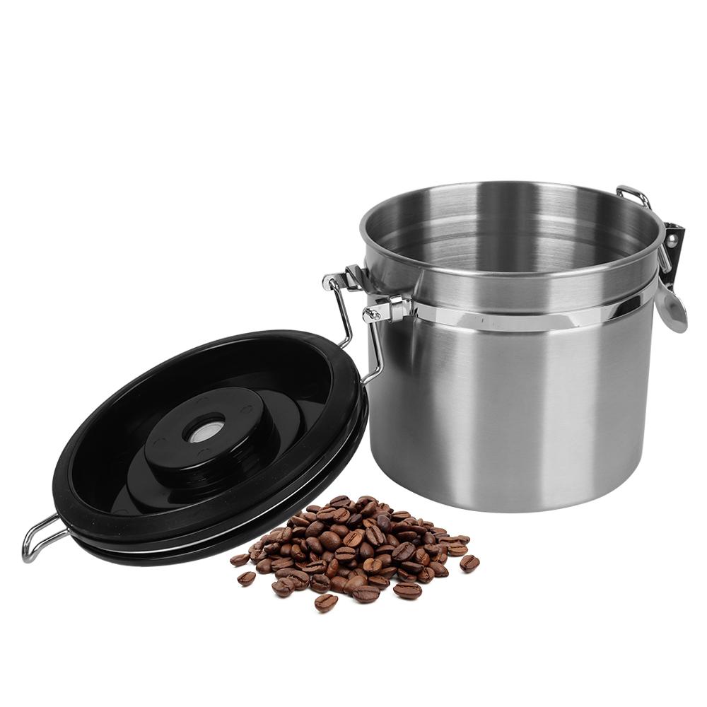 Канистра для хранения, контейнер для кофе с клапаном CO2 для кофейных зерен, герметичная крышка из нержавеющей стали премиум-класса сохраняет свежесть