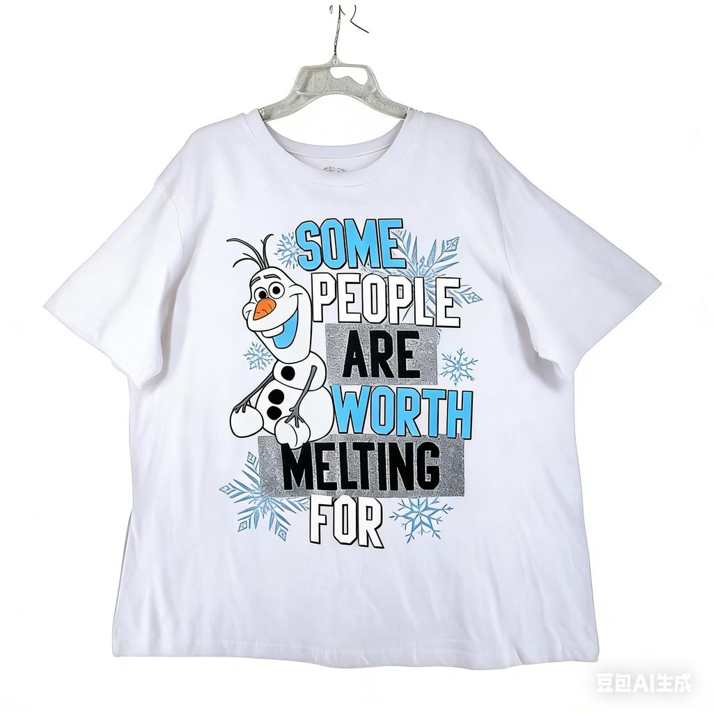 25/26 Лето Дисней Холодное Сердце Женская Красная С Олафом Графикой Чистый Хлопок Дышащая Короткий Рукав Семейный Наряд Унисекс Стиль Y2k