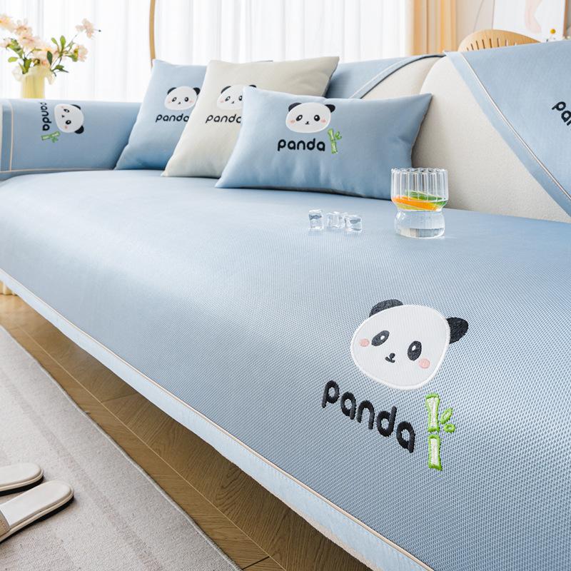 New Ice Silk Sofa Cushion, Summer Cartoon Sofa Mat, Fixed Non-Slip One-Piece Sofa Cushion
