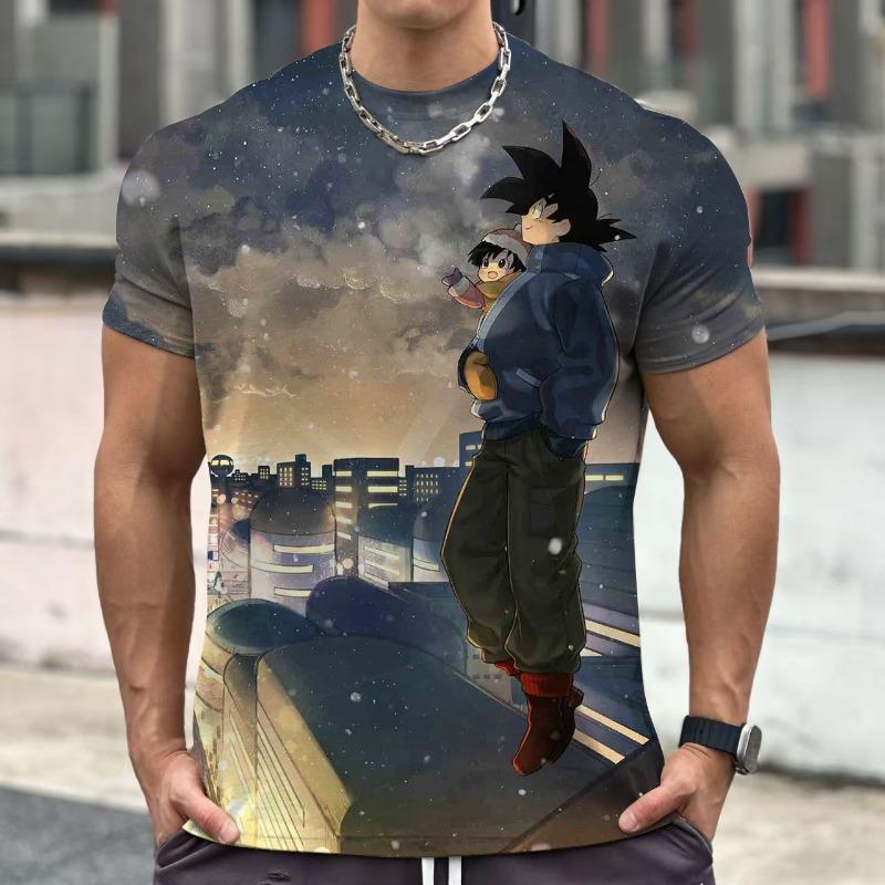 Летняя футболка Dragon Ball Retro Fitness 2026 Мужская Оверсайз С 3D-печатью Короткий рукав