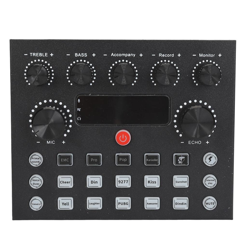 Live Sound Card Professional Reverb Effects Adjustable Bass Treble Dual Microphone Ports Dual Channe