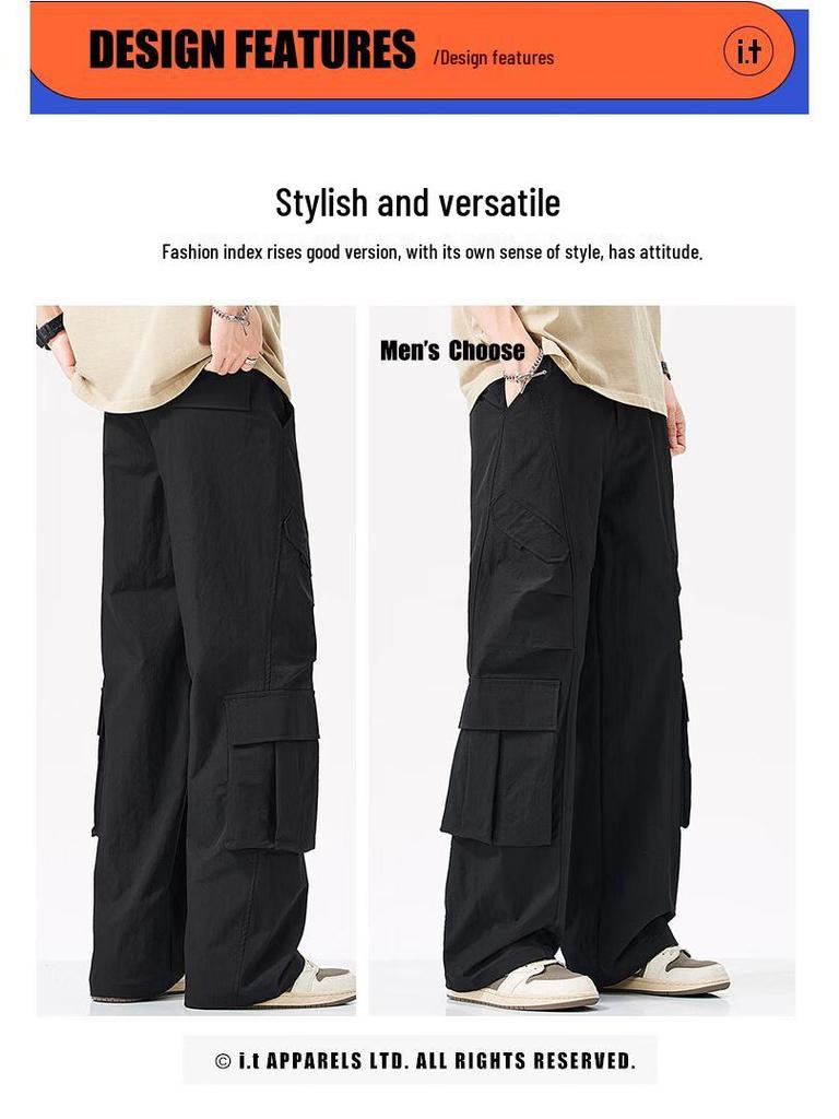 izzue it Men's American Style Multi-Pocket Cargo Pants