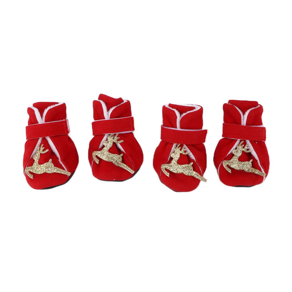 4pcs Dog Warm Shoes Cute Comfortable Warm Christmas Dog Winter Boots for Small Medium Dogs