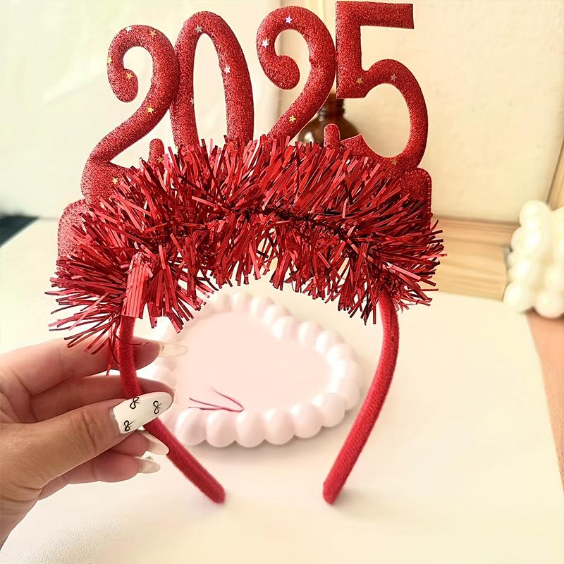 1 шт. новогодние диадемы повязка на голову 2025 Eve Supplies Happy головной убор цветной цифровой обруч для волос украшение для рождественской вечеринки