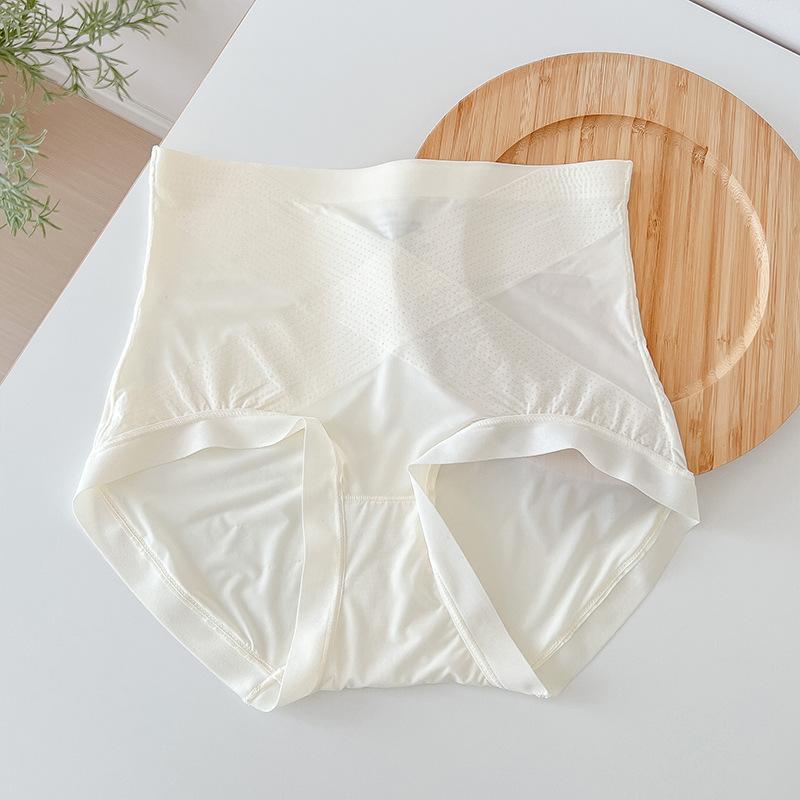 Seamless Solid Color High Waist Underwear Women's Panties Comfortable Breathable Cross Belly Lift Hip Briefs