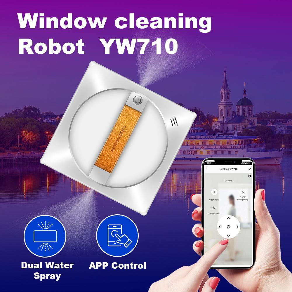 Робот-мойщик окон LIECTROUX YW710, двойной распылитель воды, интеллектуальная память, высокий вакуум всасывания, лазерный датчик, робот для очистки домашнего настенного стекла