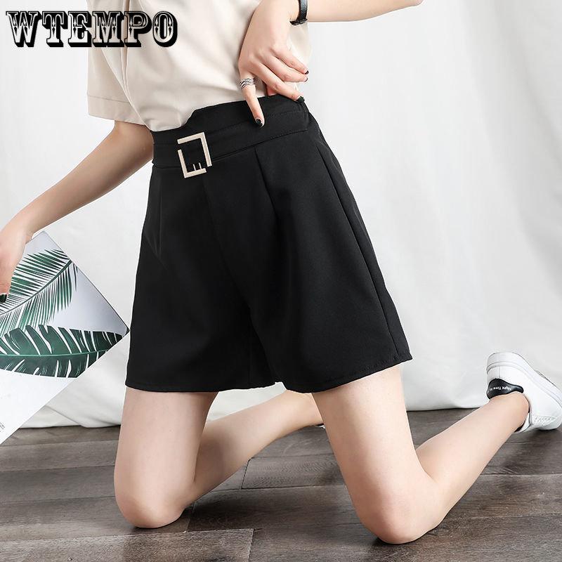 WTEMPO Summer Women's Chiffon Shorts Fashion High Waist Loose Shorts Wide Leg Shorts Casual Shorts Suit Shorts