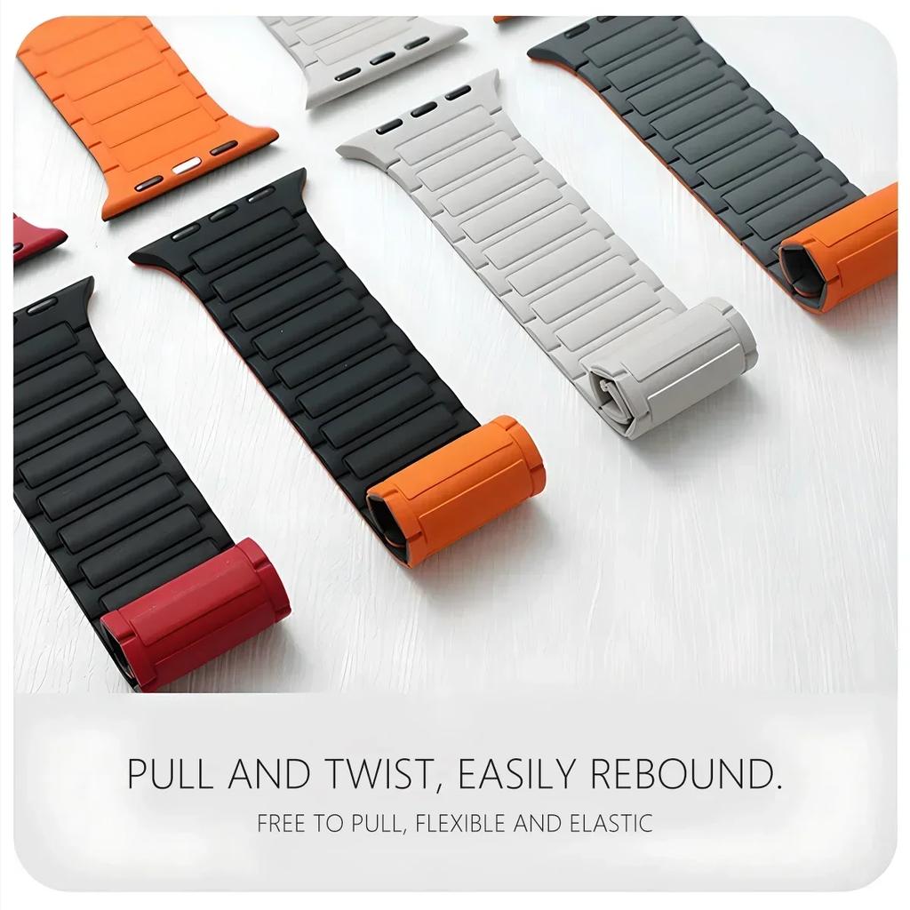 Ремешок+Чехол для Apple Watch Ultra 2 49 42 45 44 S10 46мм Магнитный силиконовый ремешок+чехол для IWatch Series 9 8 7 6 5 4 42мм 40 41мм