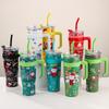 Christmas Cup 40oz Large Capacity Stainless Steel Thermos Cup Outdoor with Straw Bingba Cup
