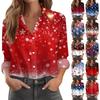 Women's Shirt Blouse Christmas Print Button Long Sleeve Casual Basic Shirt Collar Regular Top