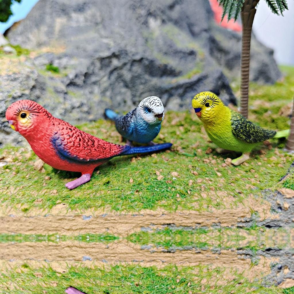Simulation Parrot Figurine Bird Animal Sculpture for Micro Landscape DIY Landscaping Bath Toys Party Favors Cake Toppers