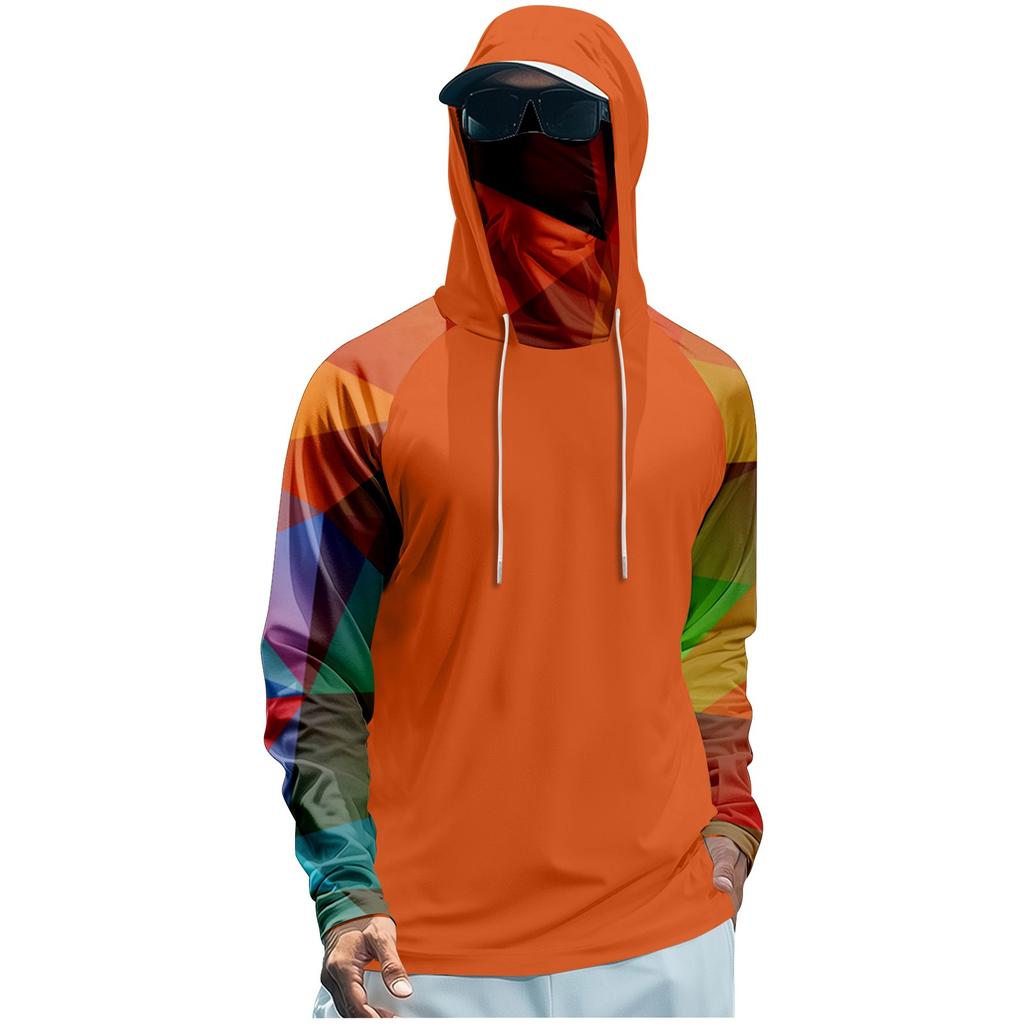 Men's Performance Fishing Raglan Hoodie - UPF 50+ UV Long Sleeve Sun-protective Shirt With Mesh Visor