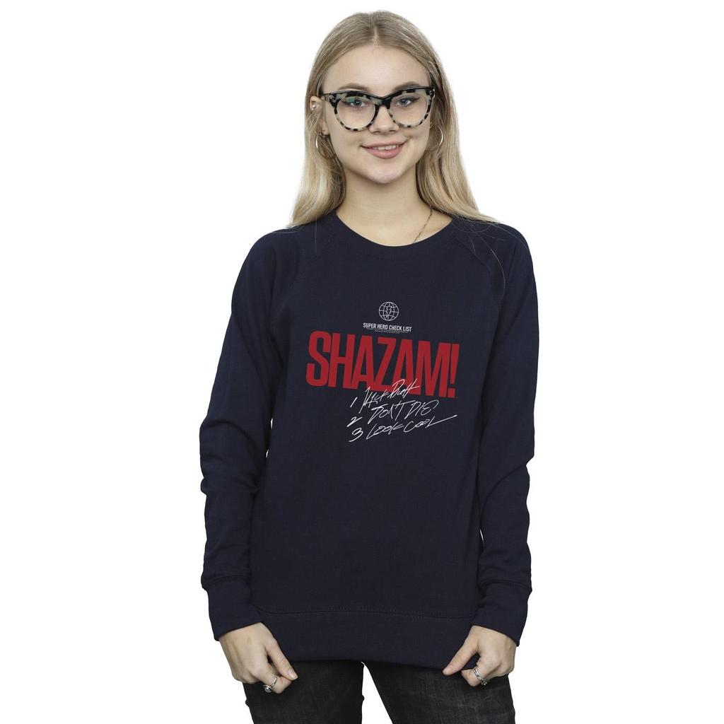 DC Comics Womens/Ladies Shazam Fury Of The Gods Super Hero Checklist Sweatshirt