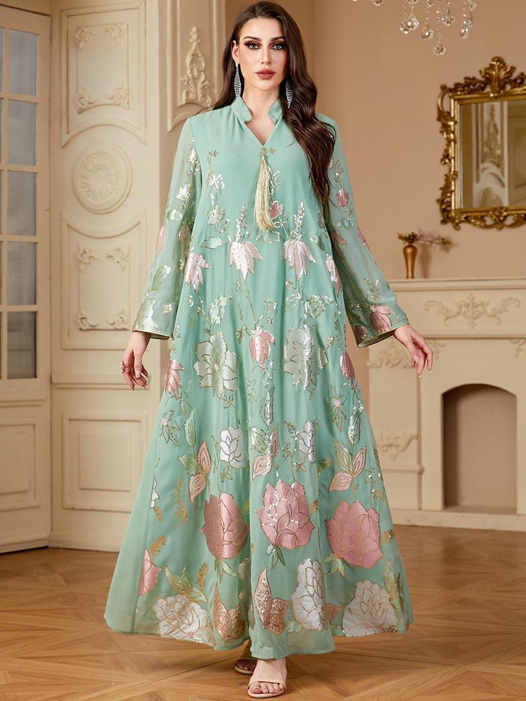 Middle East Sequin Embroidered Women's Tassel Robe - Dubai Fashion