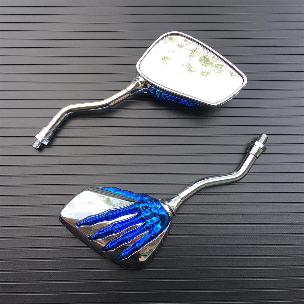 2 шт. Универсальное мотоциклетное зеркало заднего вида с винтом 8 мм/10 мм, алюминиевый сплав, скутер, скелет, череп, рука, переделка, мотоцикл
