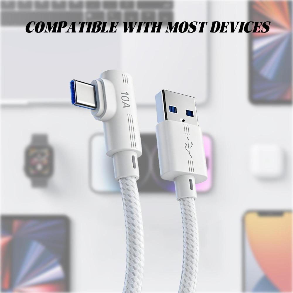 10A 90° Угловой Сверхбыстрая Зарядка USB на Type-C Кабель с Оплеткой для Данных для Xiaomi Samsung Huawei Ноутбука Type-C Кабель 25см/1м/1.5м/2м/3м