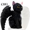 Черно-белый кот, украшение, Хэллоуинская фигурка, статуэтка из смолы в виде шляпы ведьмы/луны/тыквы/черепа, украшение для стола, камина, полки, рабочего стола