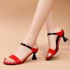 Women Fashion Black Comfort Summer Hollow Open Toe Square Heel Shoes Lady Spring Buckle Strap Open Toe Heels A9511
