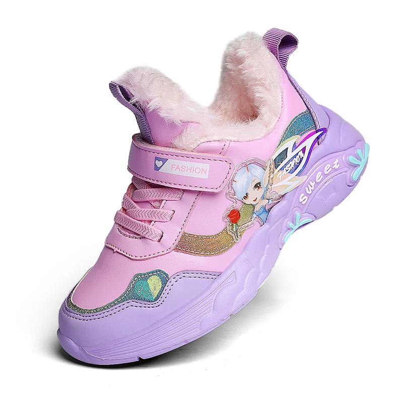 Autumn and Winter New Style Children's Cotton Warm Sports Running Shoes High-top Cotton Shoes Snow Shoes Children's Shoes Basketball Shoes Girl Shoes