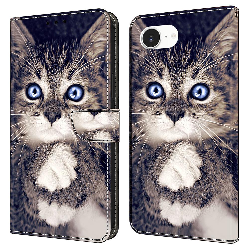 For iPhone 16e Leather Case Pattern Printing Wallet Stand Flip Phone Cover