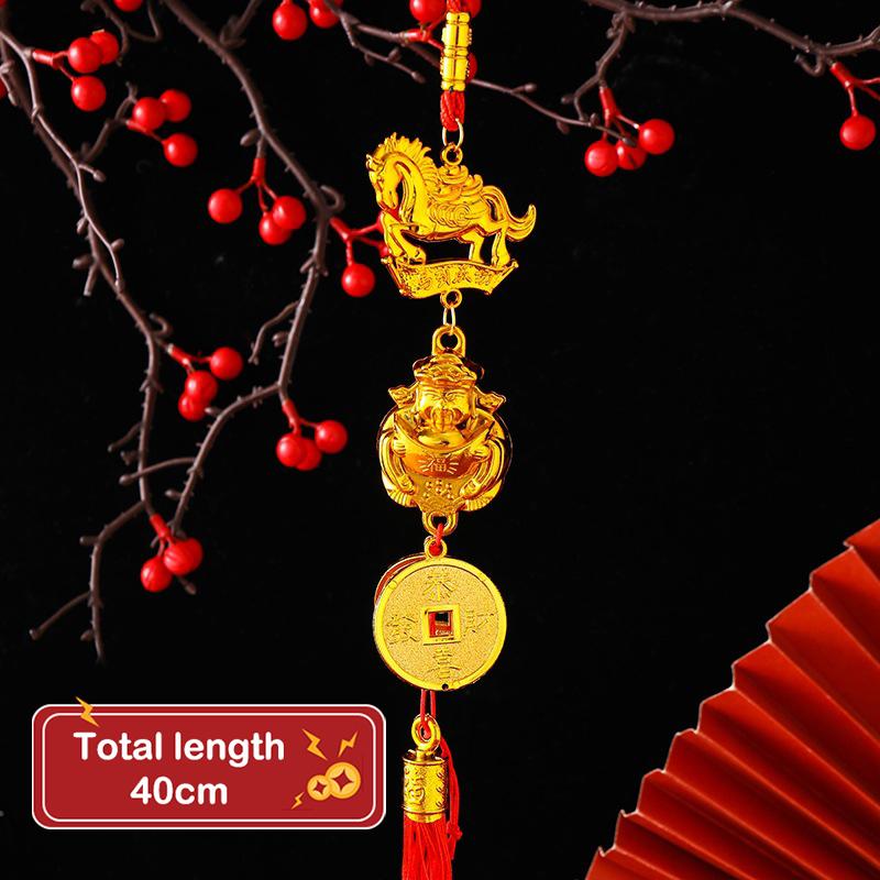 2026 Year Of The Horse Wall Hanging Car Ornament Chinese  Year Red Gold Pendant Lucky Decoration Housewarming Gifts