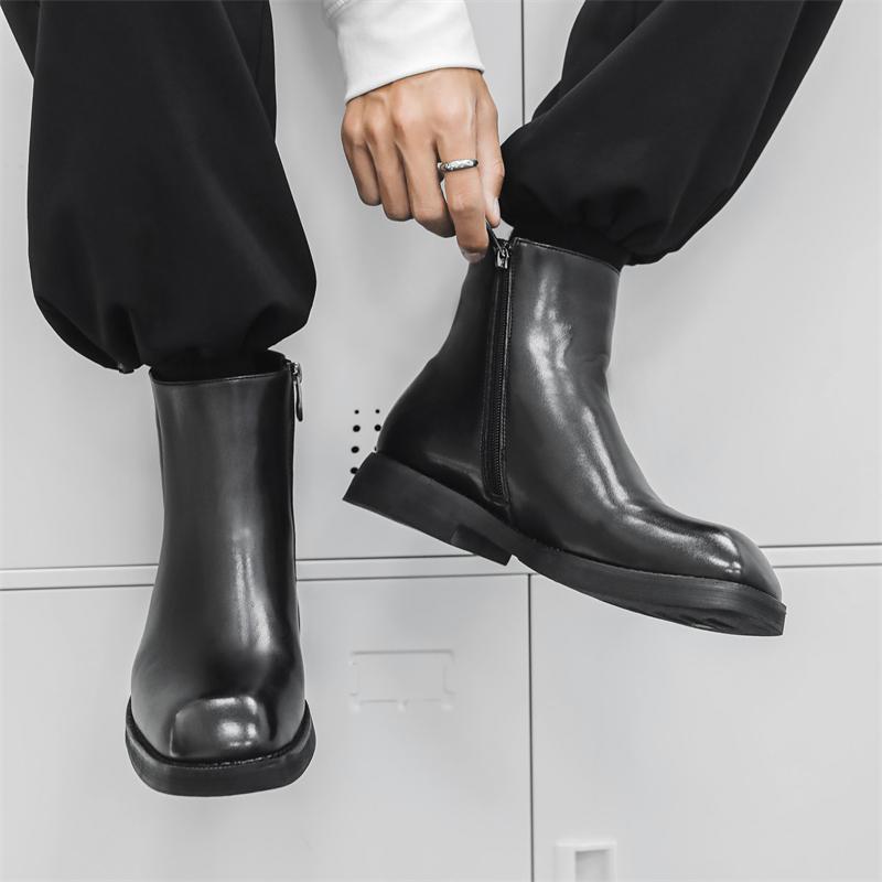 Модные черные осенне-зимние мужские ботинки Классический и универсальный дизайн Модные для вечеринки Повседневные Деловые Офисные Уличные Теплые кожаные туфли