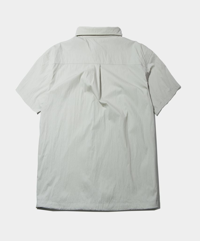 PLACESTUDIOMAN Nylon Short Sleeve Half Collar Shirt With String Pocket Details _3 Colors