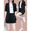Ladies Summer Plus Size Casual Suit Solid Color Fresh Jacket + Shorts Two-piece Set