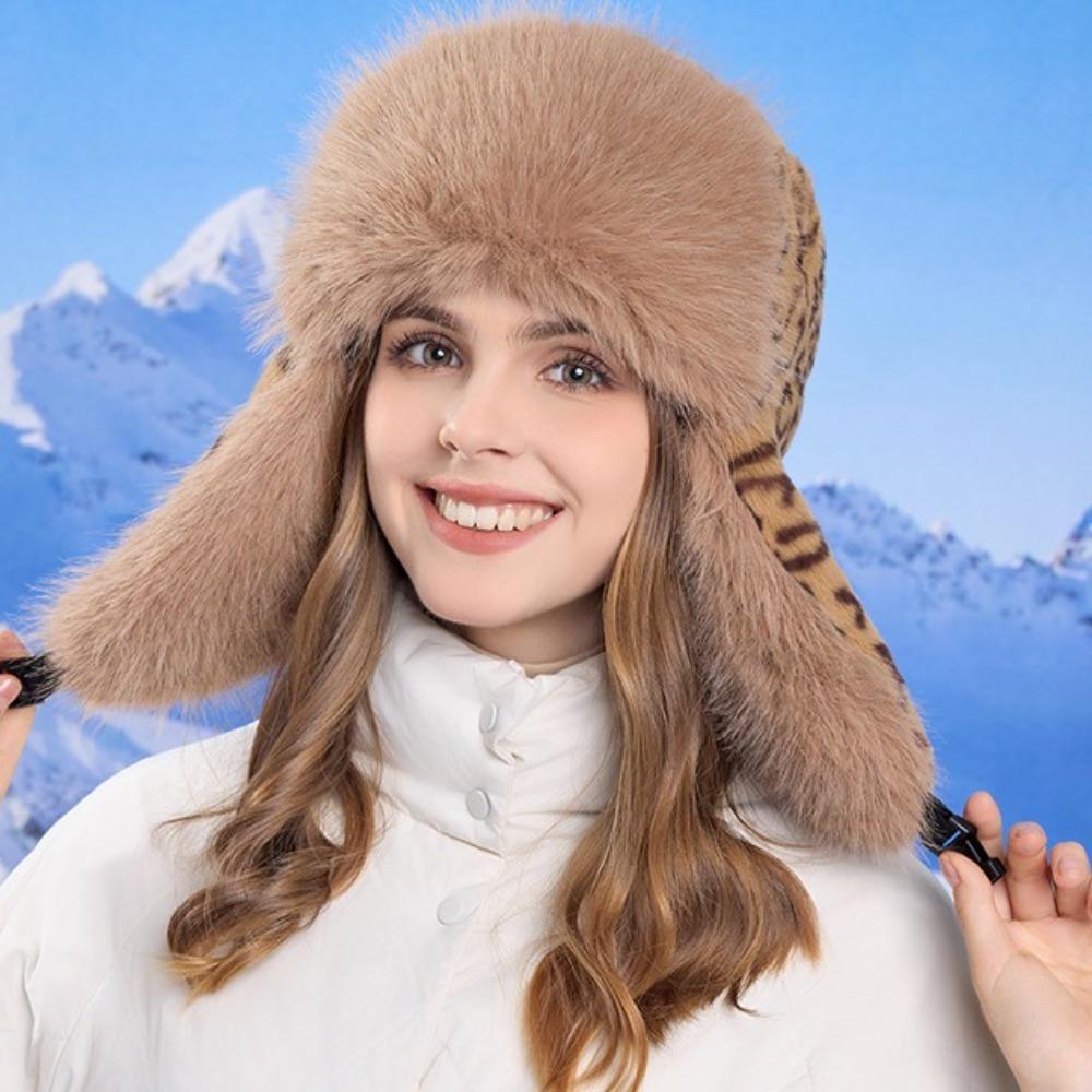 Ретро Леопардовый Принт Шапка Лей Фэна Утепленная Плюшевая Шапка-Ушанка Модная Холодная Северо-Восточная Шапка Зима