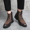 Fashion Casual Men's Leather Boots Fashion Designer Style Outdoor Leisure Business Daily Office Party High Top Leather Plus Size Shoes