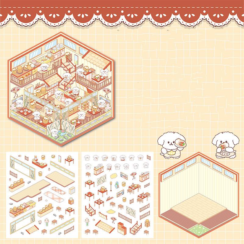 Diy House Landscape Stickers Cute Bubble Food Car Cabin Scene Sticker Festival Gift for Adult Kid Children Student