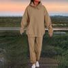 Women's Fashion Casual Solid Color Loose Hooded Sweatshirt Suit