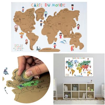 [A1676] - Постер/скретч-постер «Mappemonde» - 60x40 см