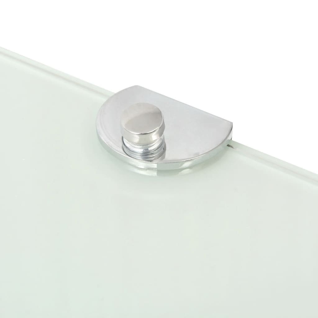 White Corner Shelf with Chrome Finished Brackets Glass 25 x 25 cm